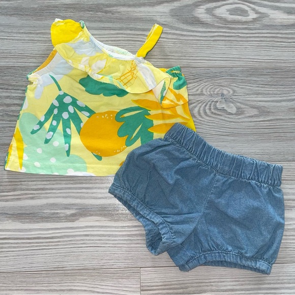 ⭐Carter’s Baby Girls Lemon Two-Piece Summer Outfit 6M⭐ - Picture 1 of 4